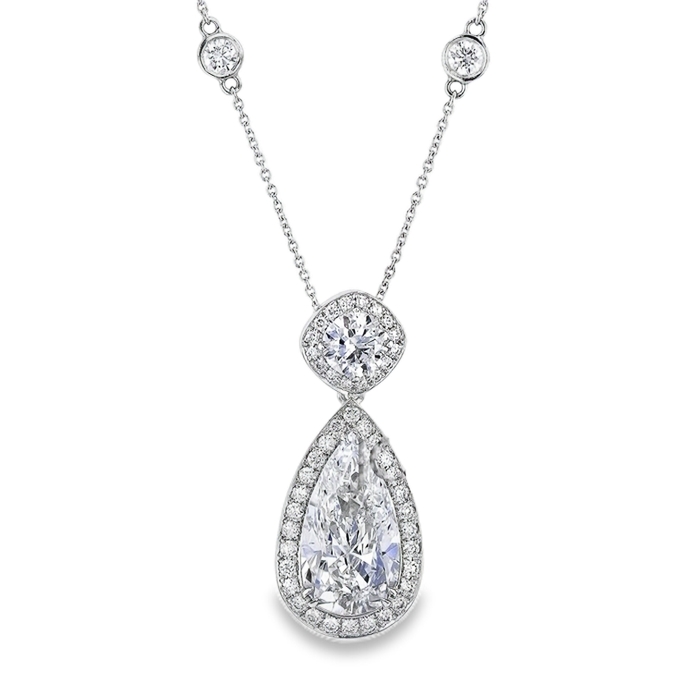 Platinum Diamond Drop Pendant Necklace - JNK118/198202