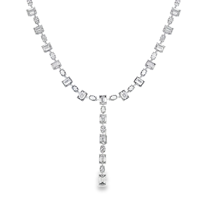 18K White Gold Diamond Lariat Necklace - 6308
