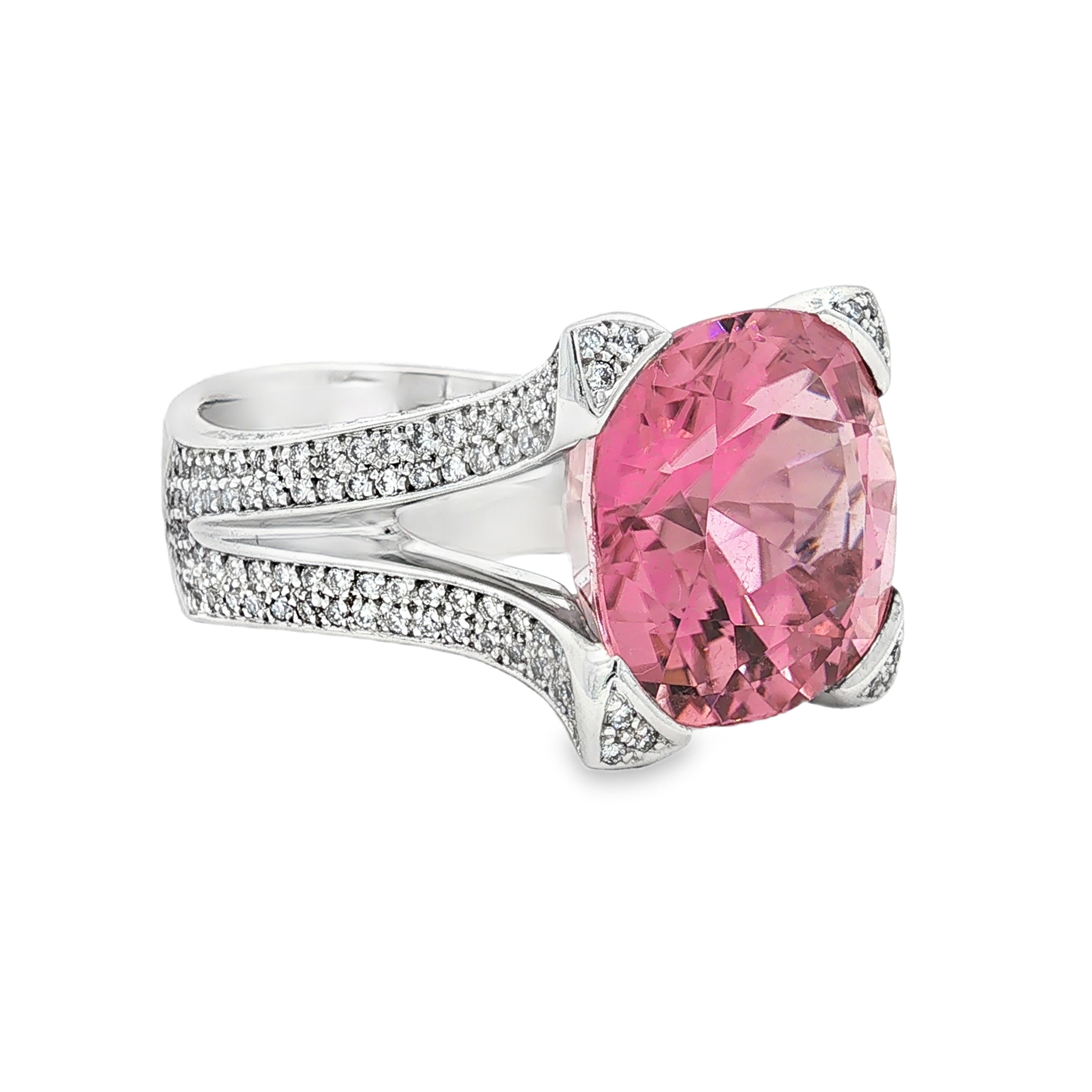 18W 15.92CT CUSH ROSE TOURMALINE 1.35TW F VS RING - 6215