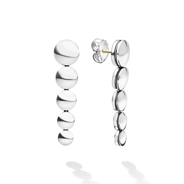 LAGOS Sterling Silver Caviar Bubbly Drop Disc Earrings - 6390