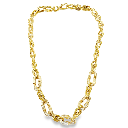 14K Yellow Gold Diamond Link Chain - 6399