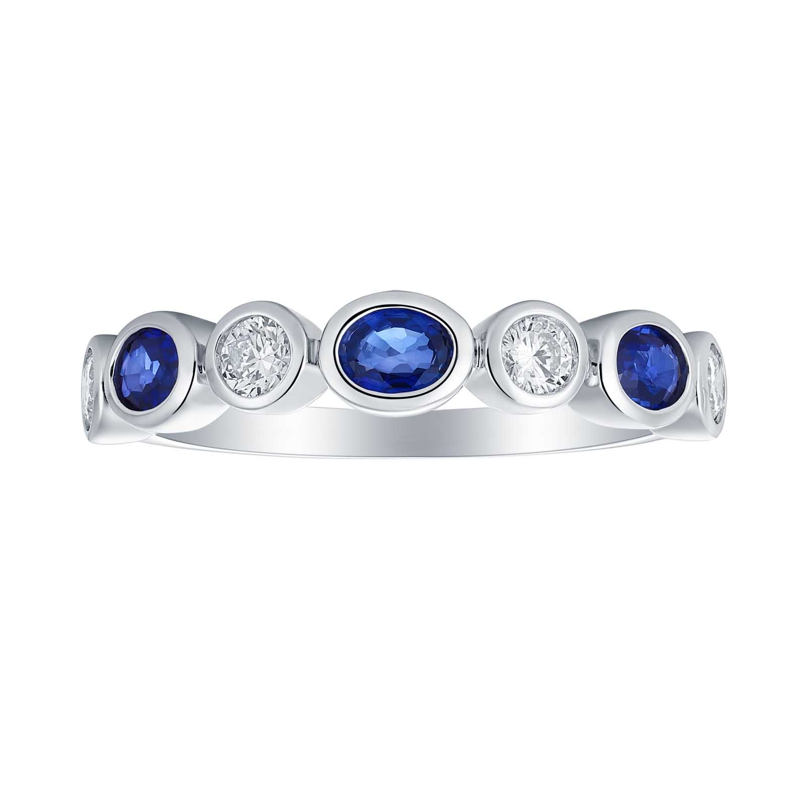 18K White Gold Sapphire and Diamond Band - 6404