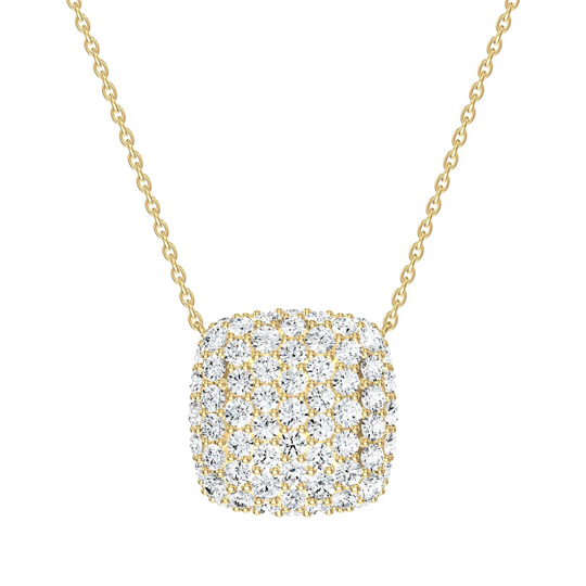 14K Yellow Gold Diamond Puff Pendant Necklace - 6410