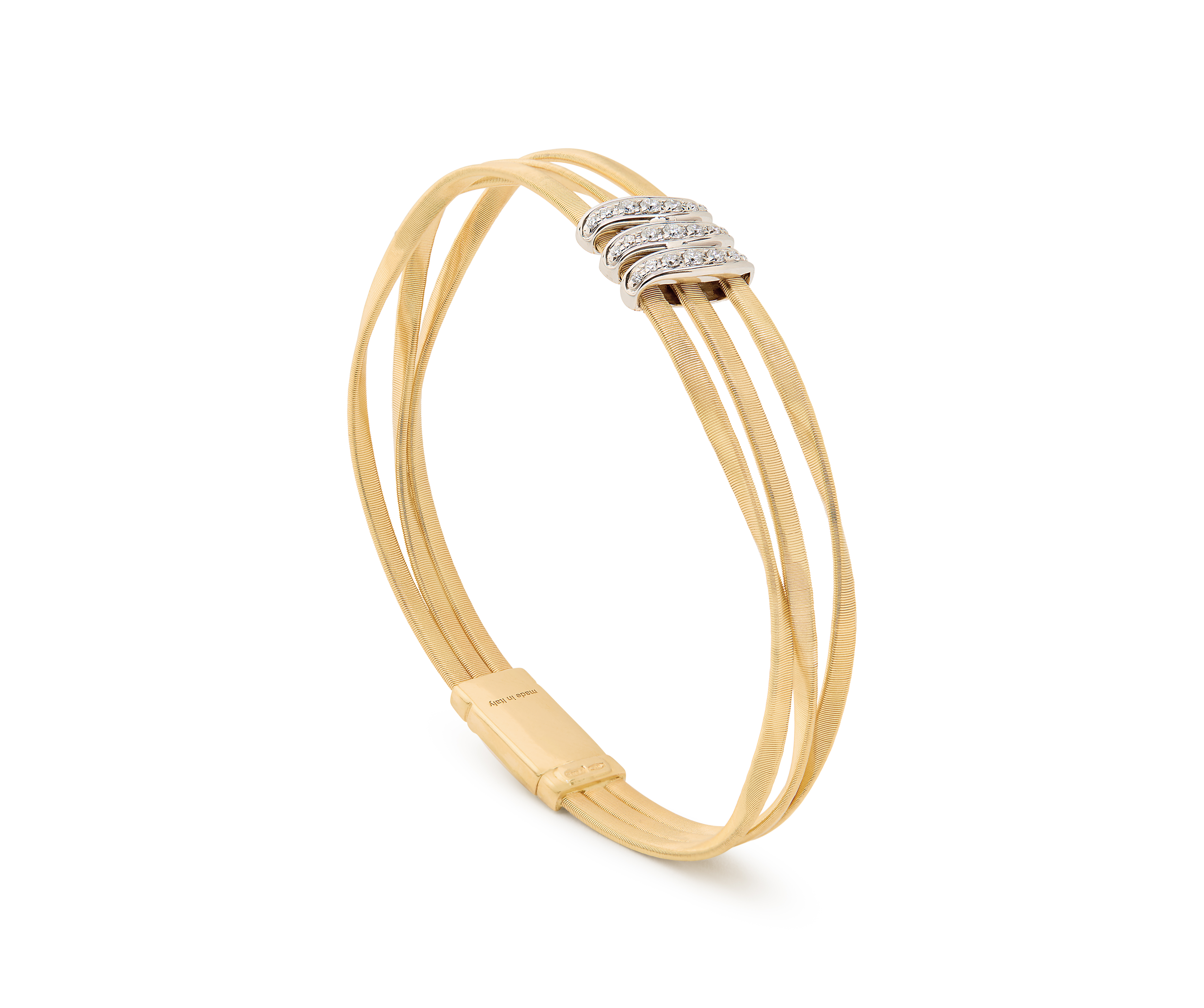 Marco Bicego 18K Yellow and White Gold Marrakech Diamond Three Row Bracelet - BG867_B9_YW_M5
