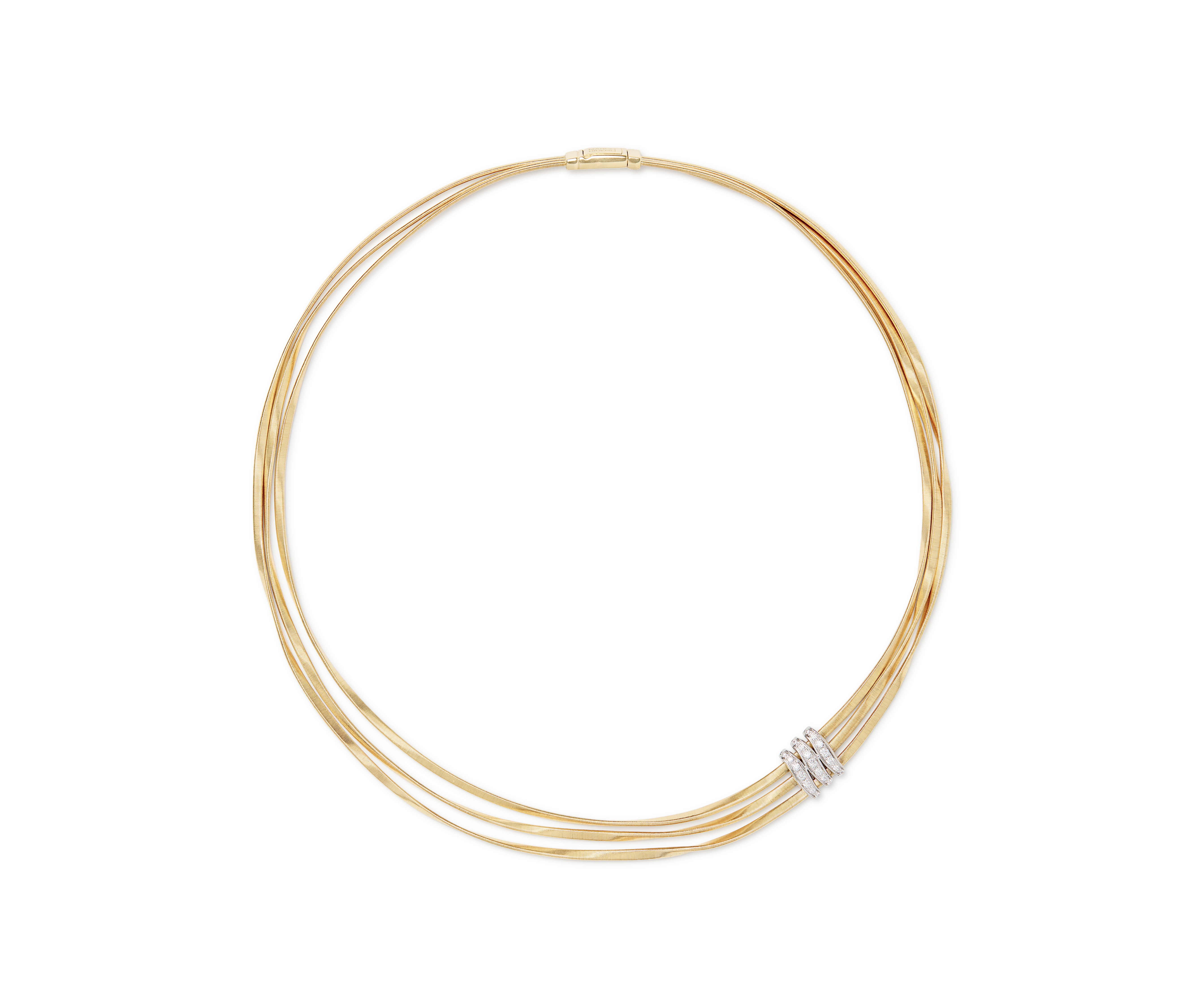 Marco Bicego 18K Yellow and White Gold Marrakech Diamond Three Row Necklace - CG867_B9_YW_M5