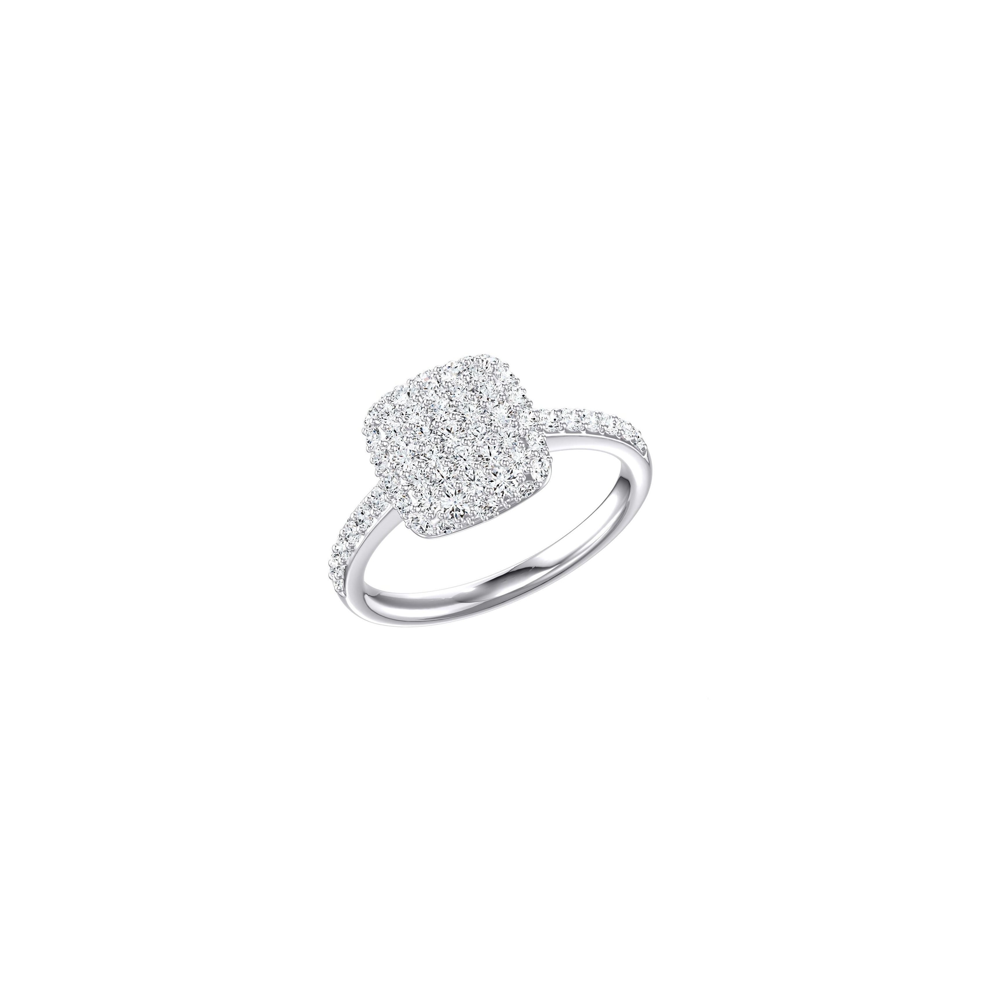 14K White Gold Diamond Puff Ring - 6419