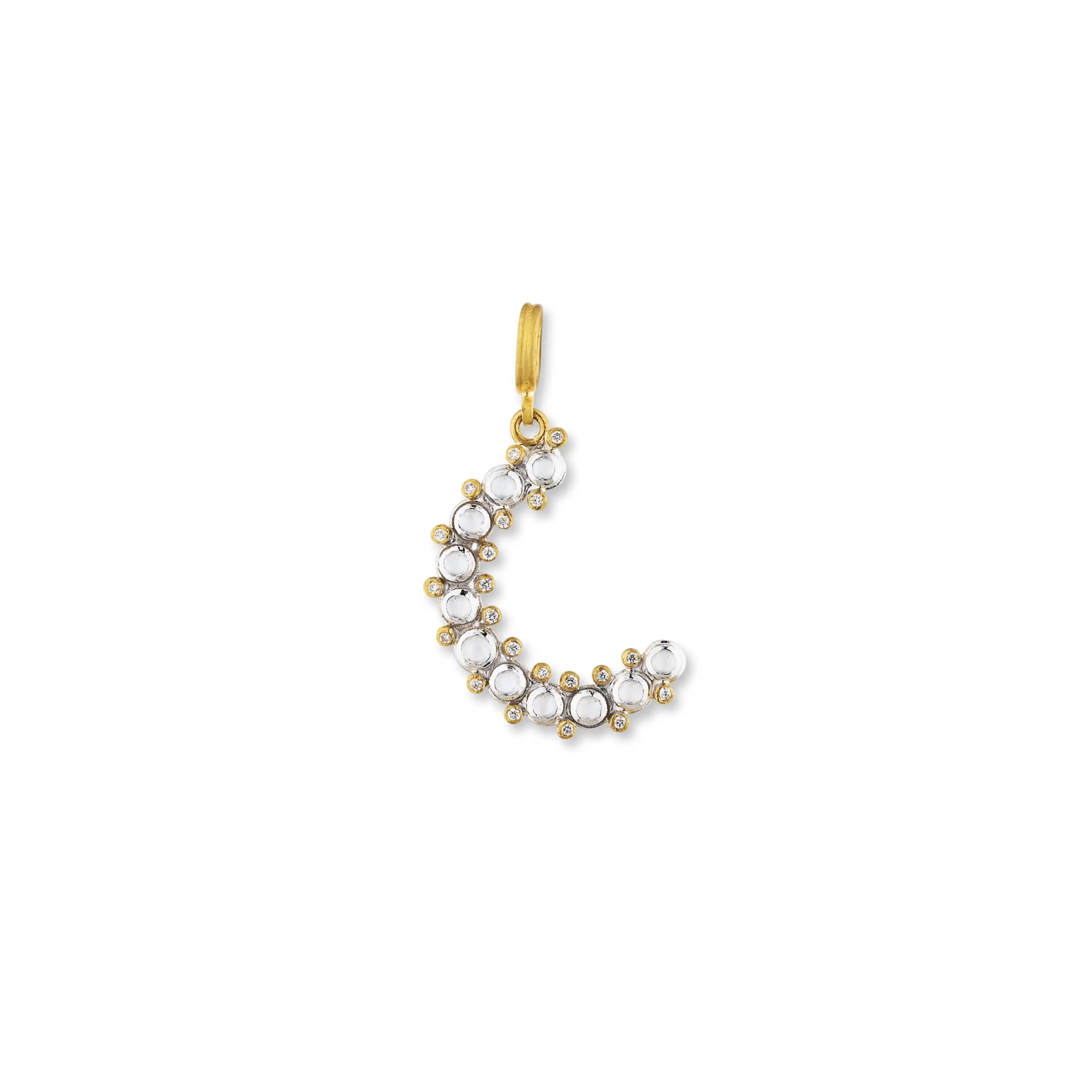 Lika Behar 24K Yellow and 18K White Gold Iridescence Crescent Moon Pendant - 6485