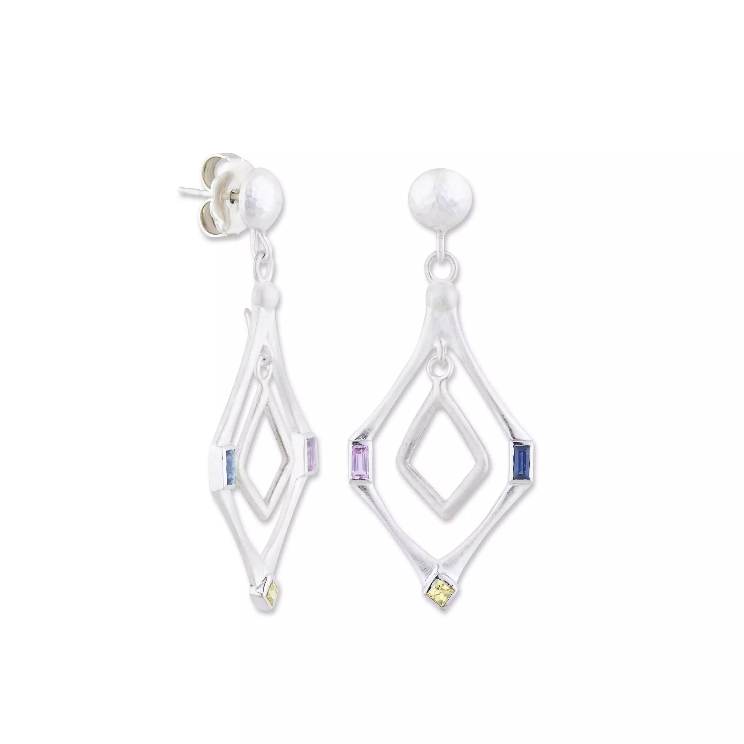 Lika Behar Sterling Silver Savor Silver Prismic Sapphire Earrings - 6488