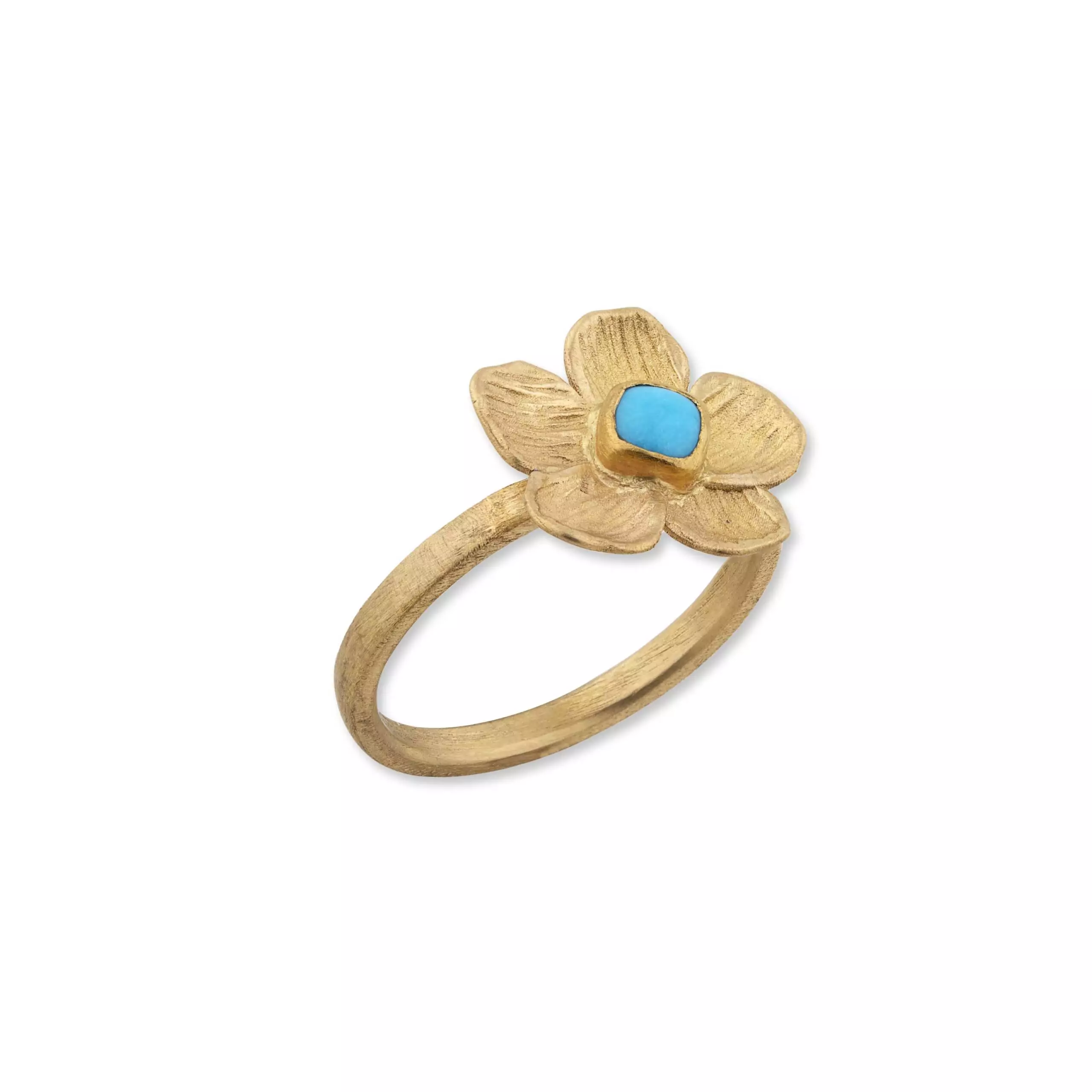 Lika Behar 22K Yellow Gold Turquoise Therapy Flower Ring - 6494