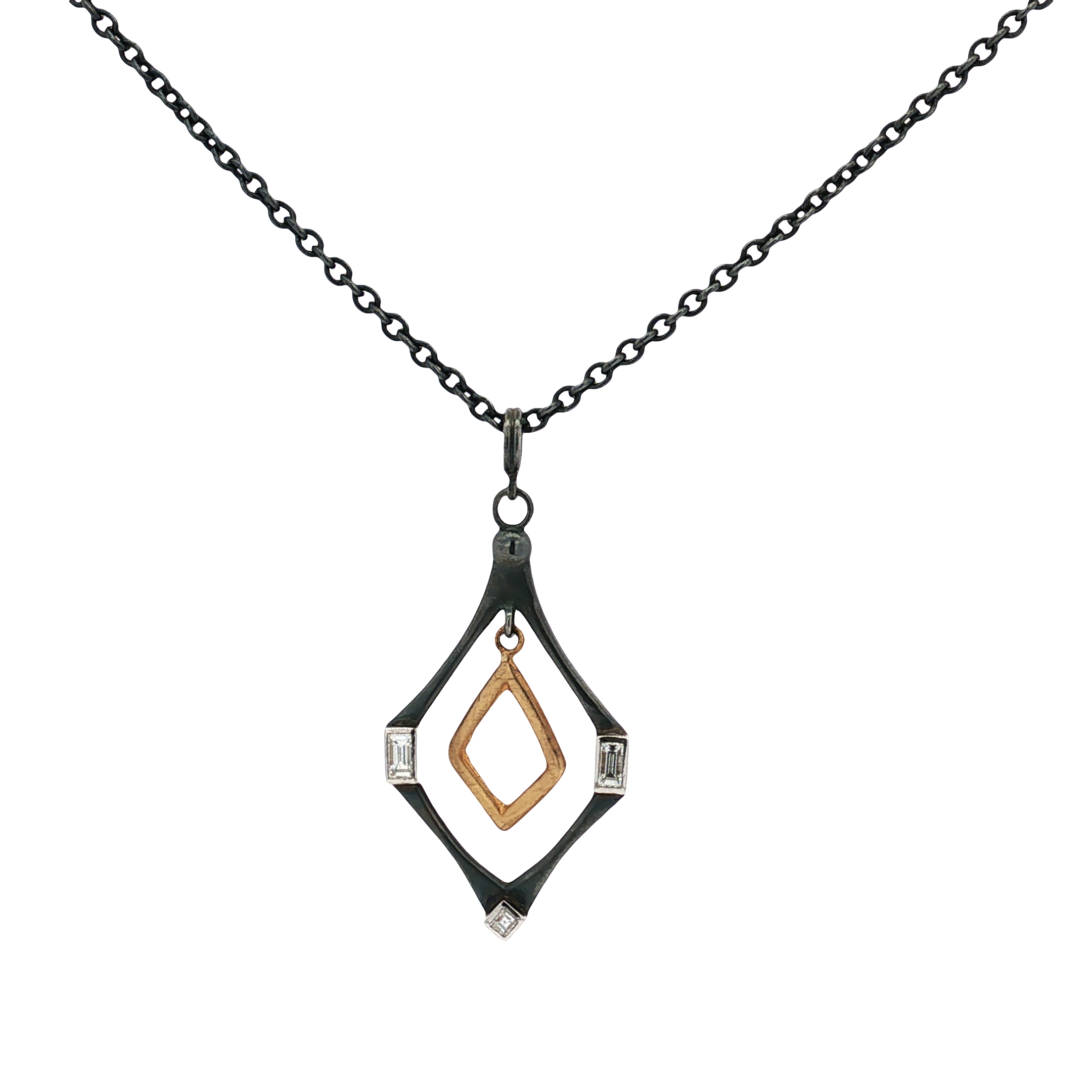 Lika Behar 24K Yellow and 18K White Gold Deco Diamond Necklace - 6497