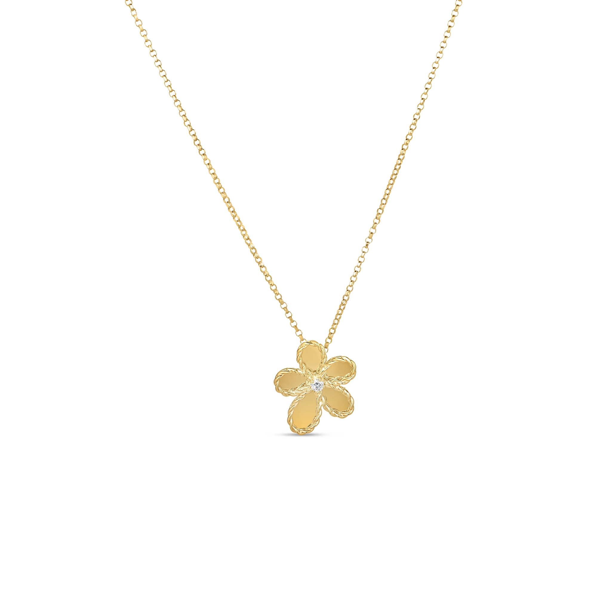 Roberto Coin 18K Yellow Gold Jasmine Diamond Flower Necklace - 6545