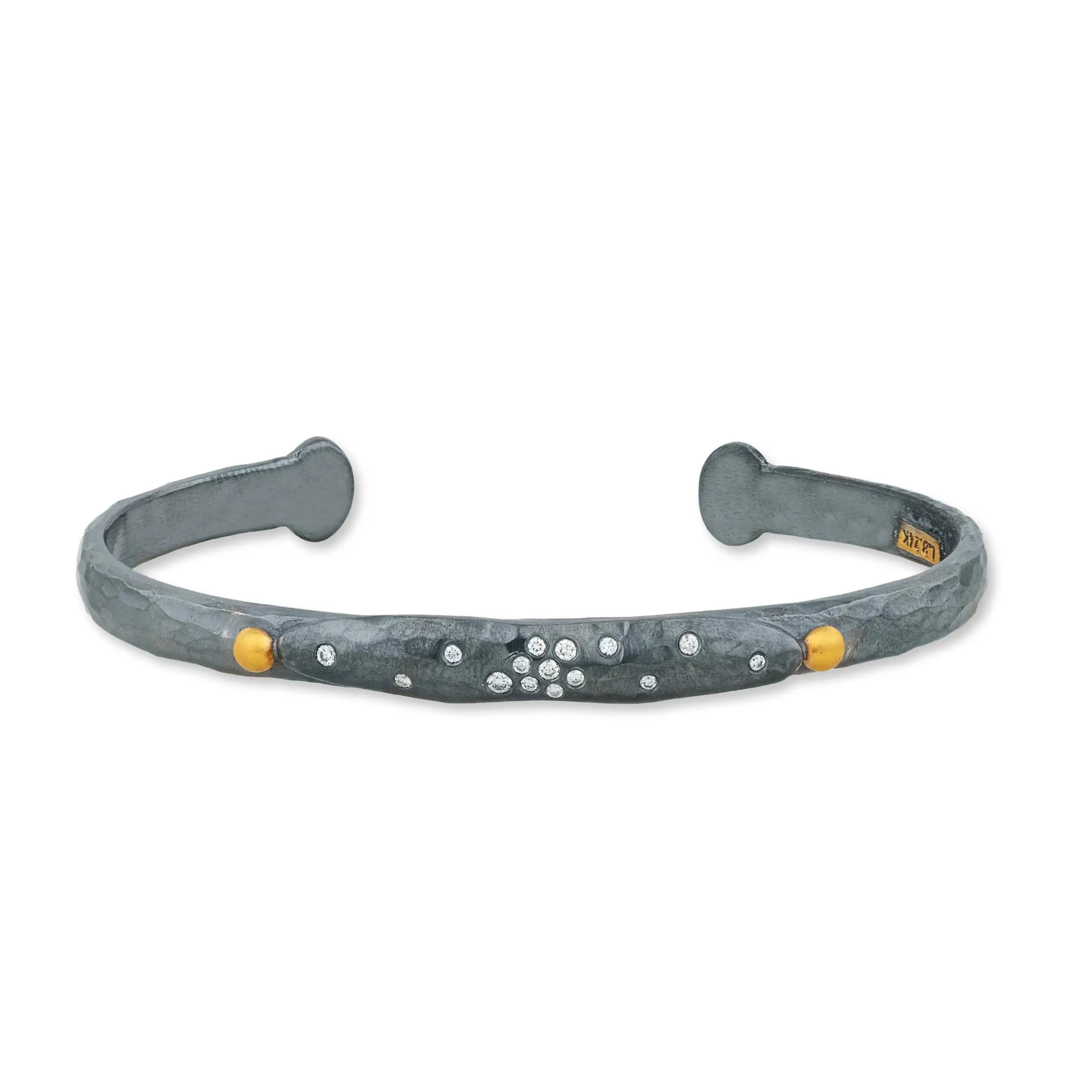 Lika Behar Sterling Silver and 24K Yellow Gold Yin and Yang Brooke Open Bracelet - 6499