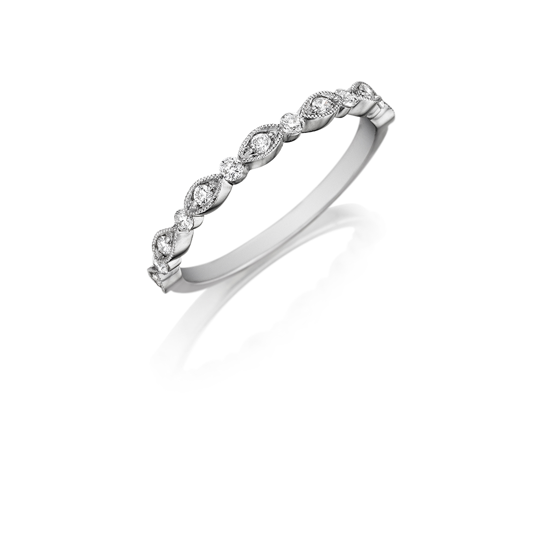 Henri Daussi 18K White Gold Diamond Band - 6349