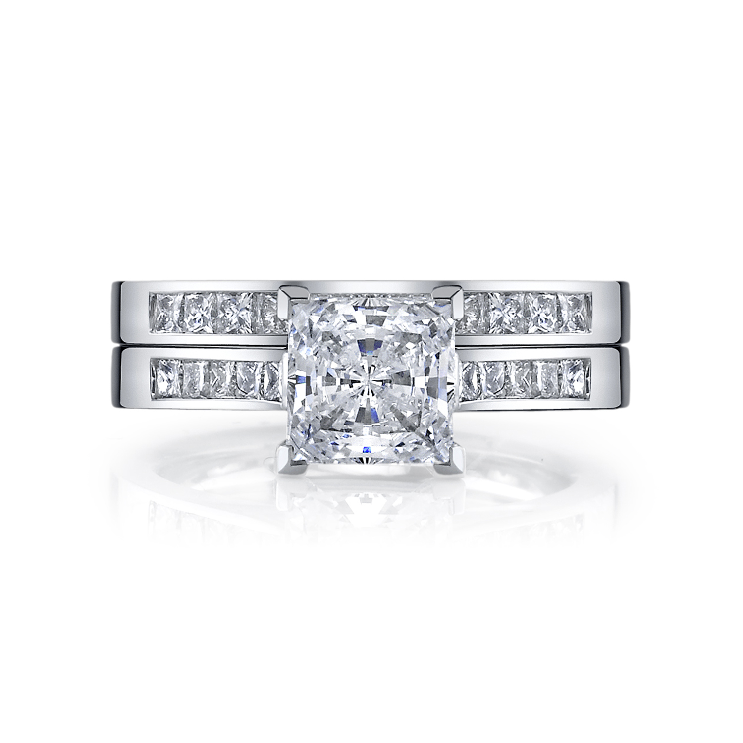 18K White Gold Diamond Semi-mount and Matching Anniversary Band - 6436