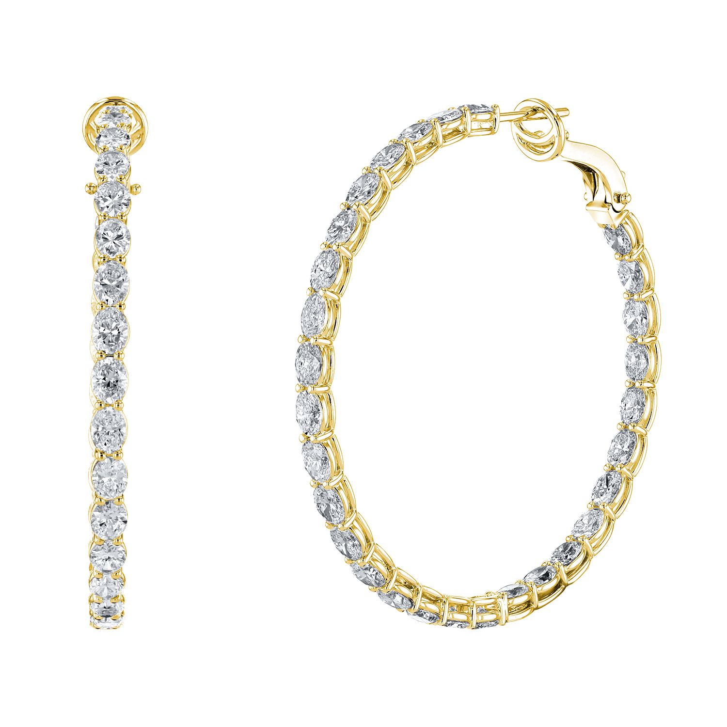 18K Yellow Gold Diamond Hoop Earrings - FH371A8Y 204793
