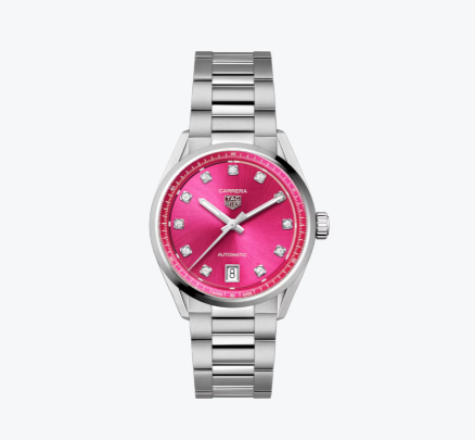 TAG HEUER CARRERA 36MM PINK DIA WATCH - 3980