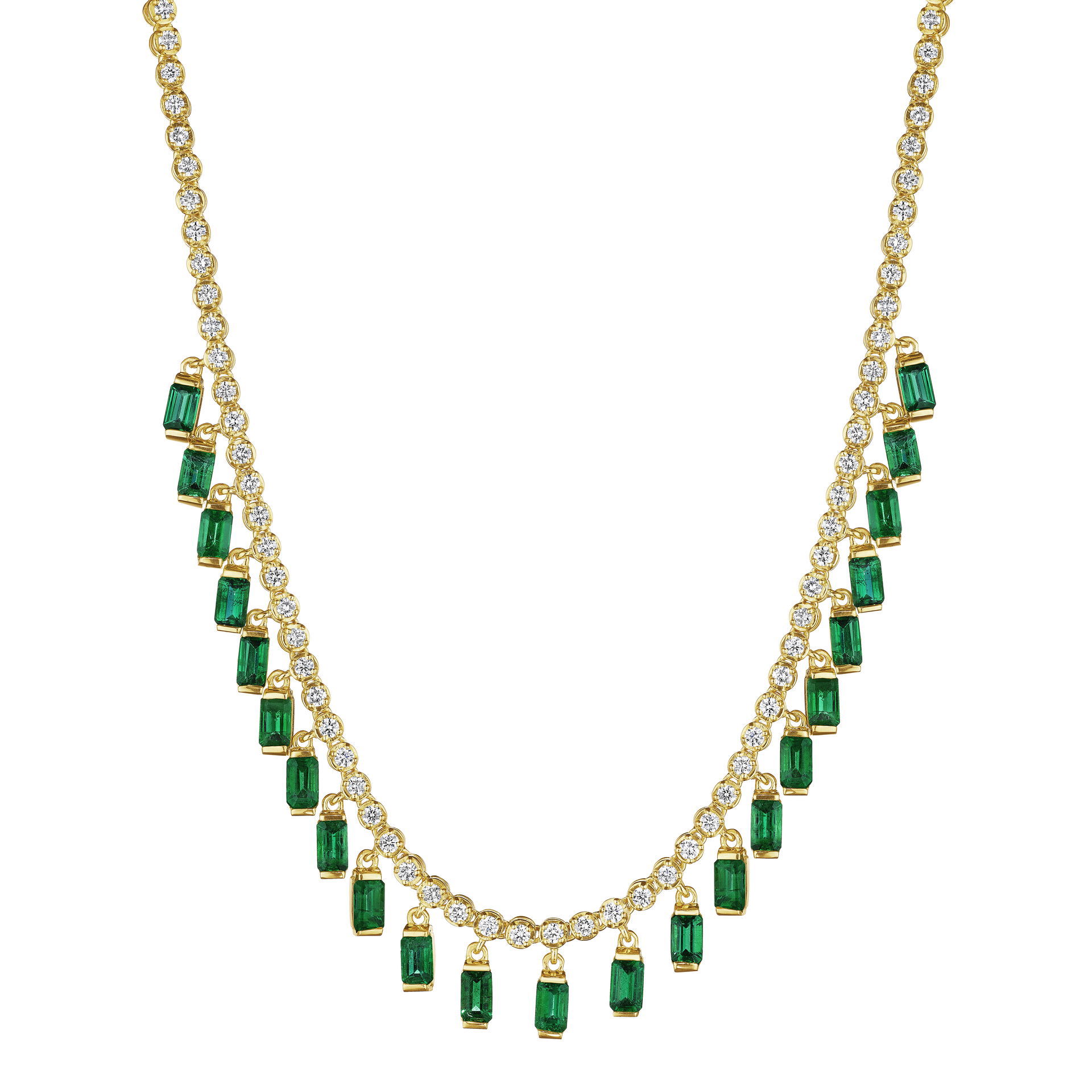 18Y P.PREVILLE 7.92TW EMERALD 1.73TW GH VSSI FRINGE NECKLACE - N5247G-E