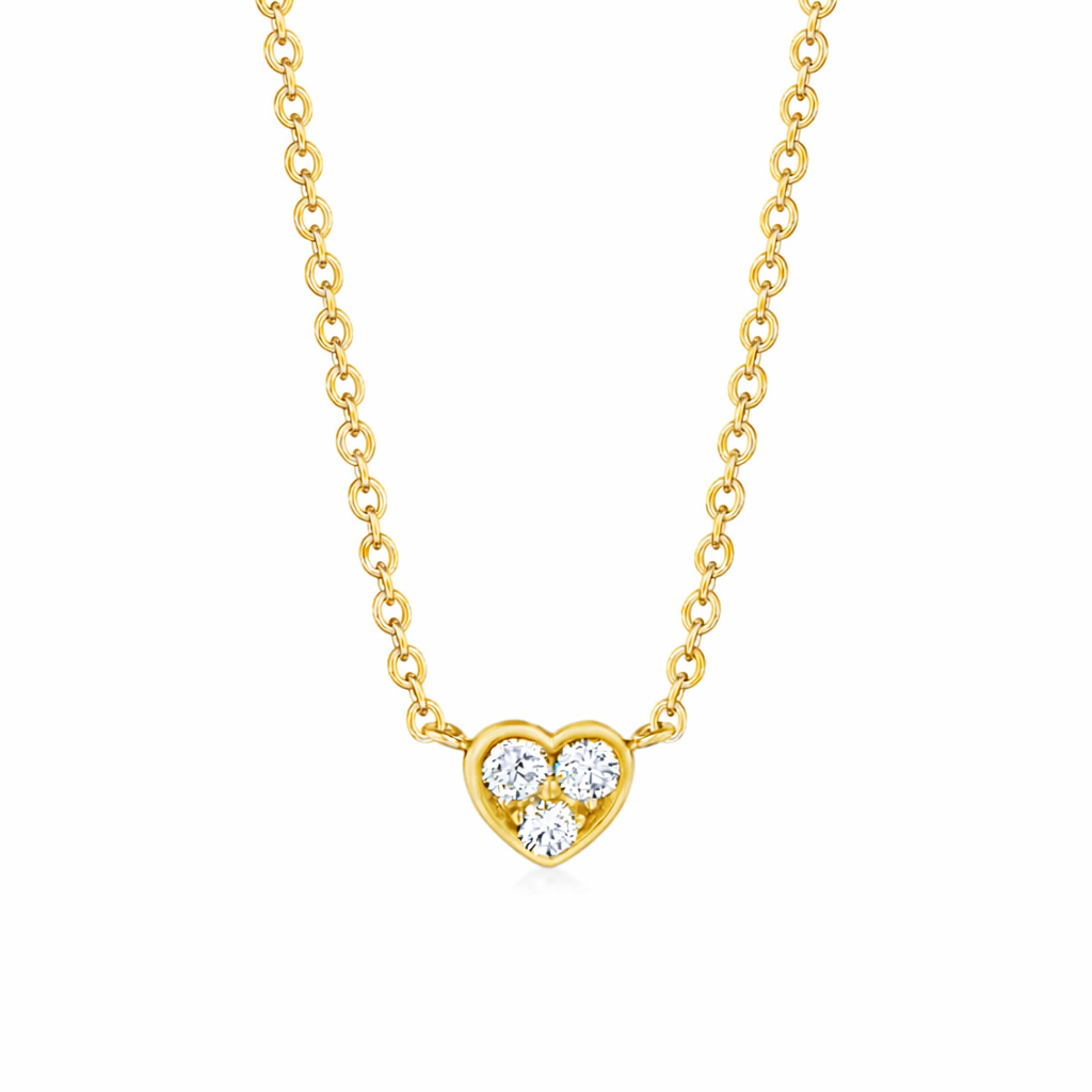 Kwiat 18K Yellow Gold Sunburst Diamond Mini Heart Pendant Necklace