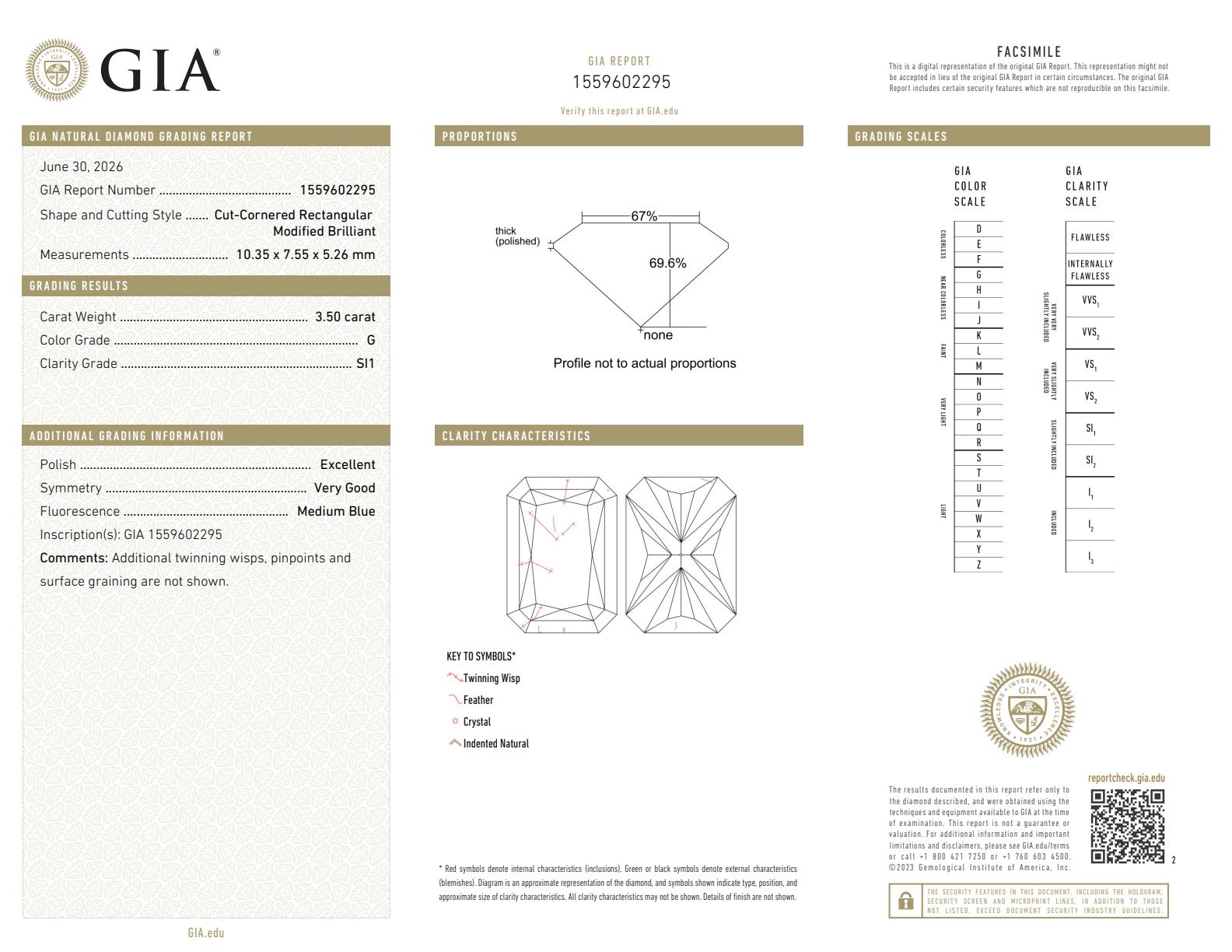3.50CT RAD G SI1 GIA - 6612