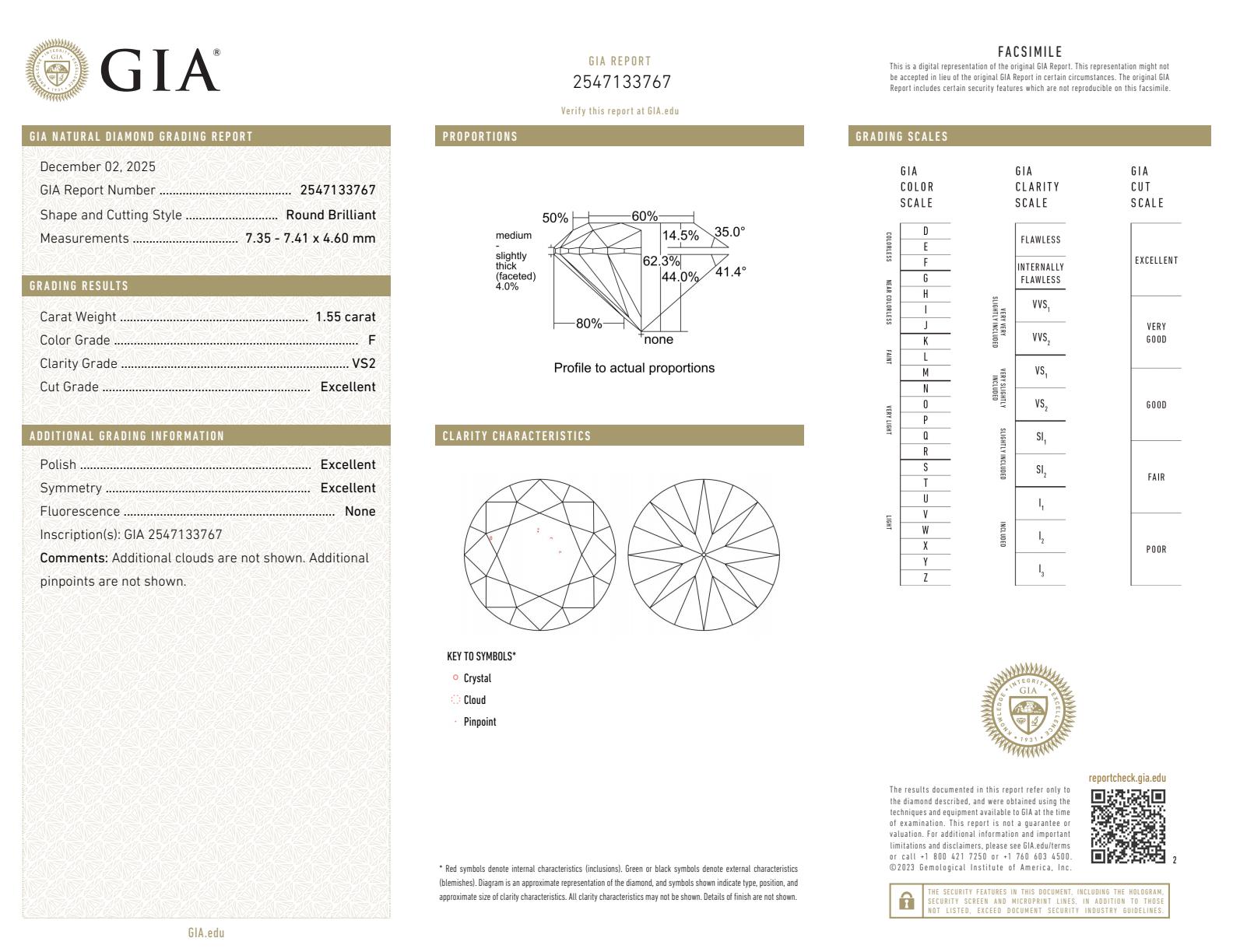 1.55CT RBC F VS2 EX GIA - 6597