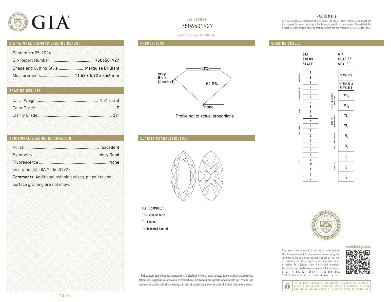 1.51CT MQ E SI1 GIA - 6344